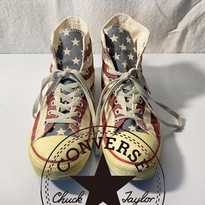 RARE Converse Distressed Stars & Stripes High Top Sneakers USA Flag M 10, W 12